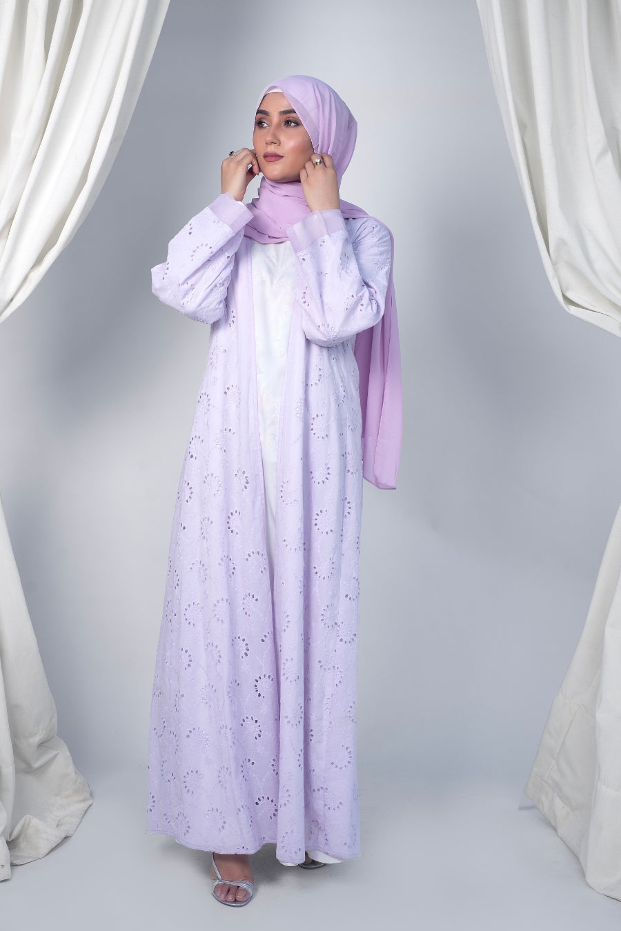 Periwinkle Chikankari Kimono