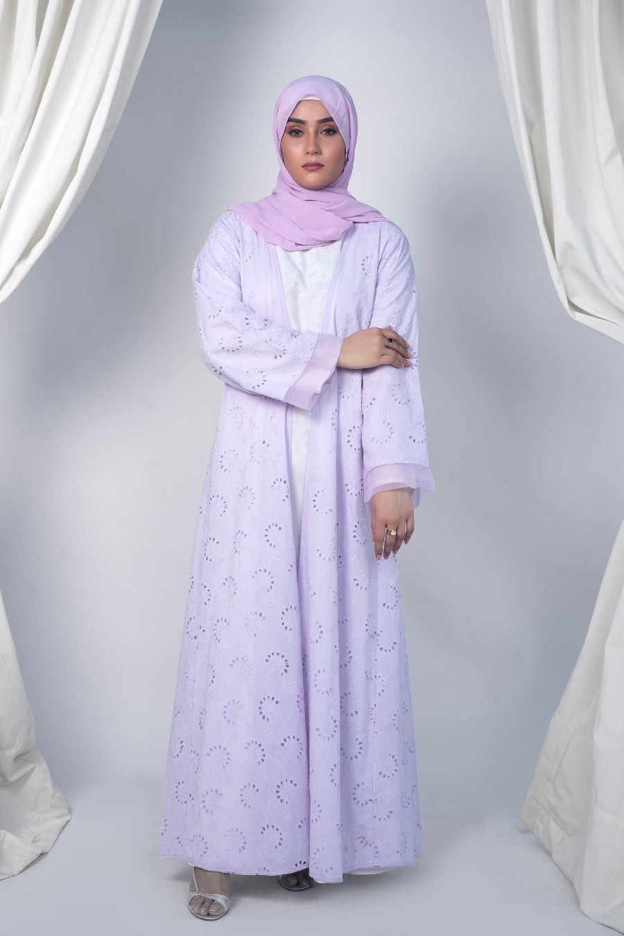 Periwinkle Chikankari Kimono