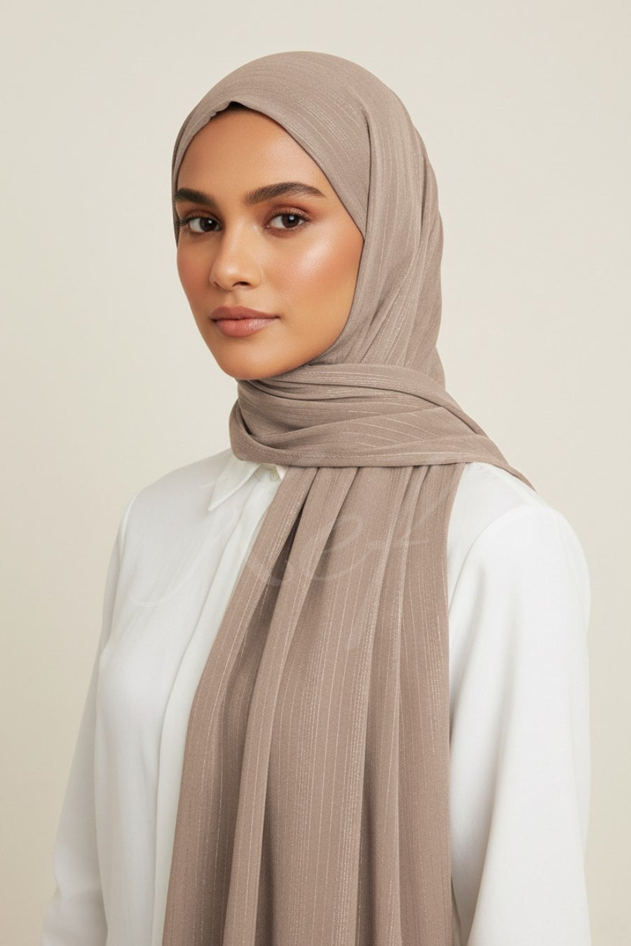 Metallic Chiffon - Beige