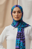 Printed Silk Hijab - Midnight Cascade