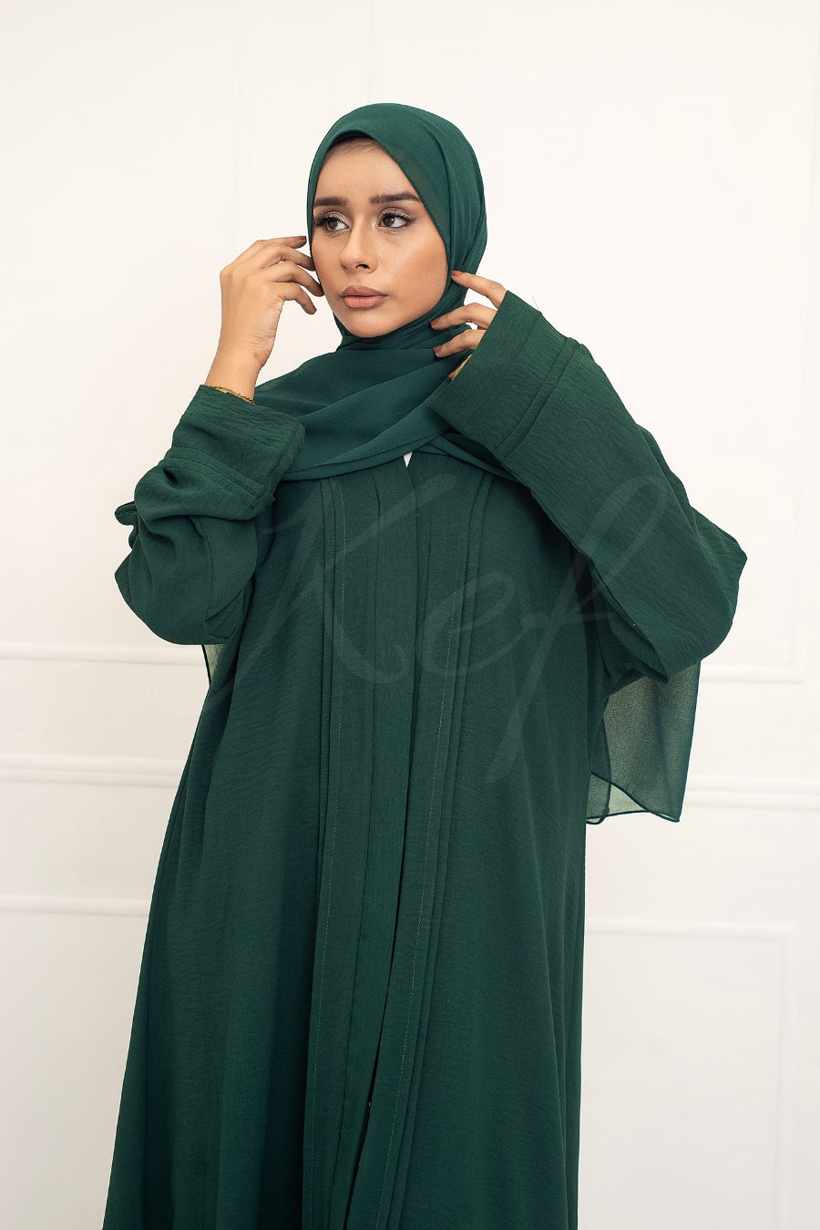 Pleated Dark Green Abaya