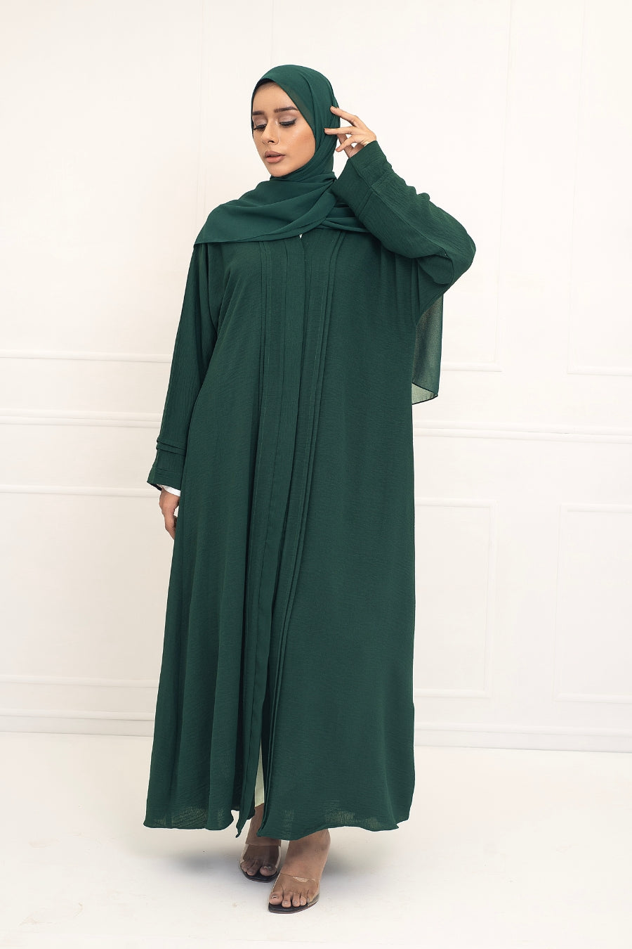 Pleated Dark Green Abaya
