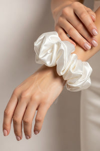Silk Scrunchie - White
